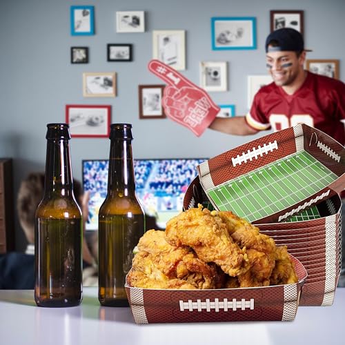 36 PCS Football Paper Food Trays Disposable, Sports Game Snack Nacho Taco Hot Dog Serving Food Boats Trays for Football Tailgate Birthday Party Supplies Decorations - Image 3