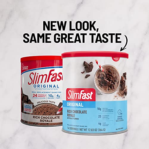 Image of SlimFast Meal Replacement Powder, Original Rich Chocolate Royale, Weight Loss Shake Mix, 10g of Protein, 14 Servings (Packaging May Vary)