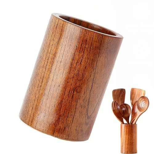 trabag Holz Küchenutensilienhalter, Runde Holz Besteckhalter Kochgeschirrhalter Organizer,...