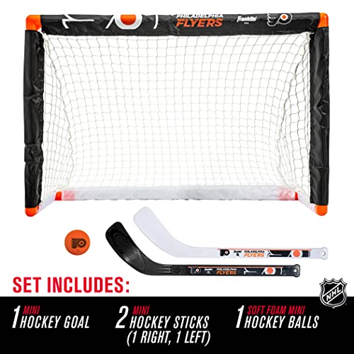 Franklin Sports Philadelphia Flyers Mini Hockey Set - Knee Hockey Goal, Ball, & 2 Hockey Stick Combo Set - Mini Goal Net - Nhl Official Hockey Set, 28" X 20" X 12" #TOP1