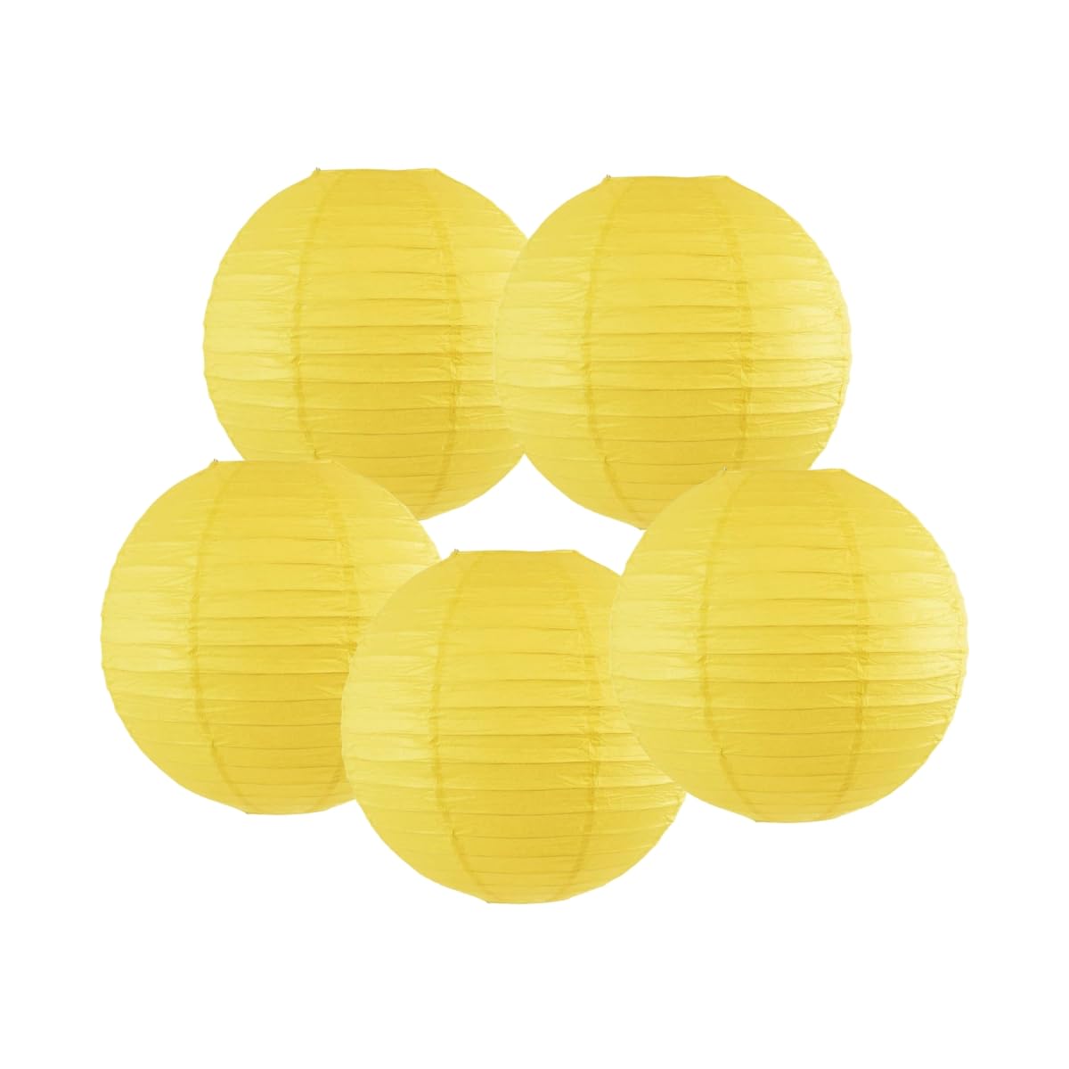 SrchJoy Paper Lanterns Pack of 5 Chinese Wedding Paper Lantern lampshade Lights Round Hanging Lantern for Birthday Party Decorations (Yellow, 5 Pcs - 8" (20cm))