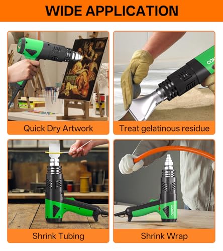 Image of Heat Gun, 1800W Variable Temperature Hot Air Gun with 4 Nozzles