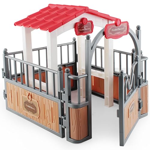 Ensemble de jeu de grange à chevaux, pavillon jeu stable pour chevaux 7, 3x5, 5x6, 3 '', pavillon grange en plastique, jouets éducatifs imaginaires et créatifs, accessoires pour les amoureux pour