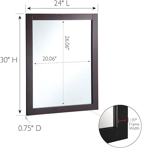 Miniatura 2 de Design House 547083-ESP Shorewood - Decoración de pared rectangular con marco de madera tradicional, para sala de estar, dormitorio, espejo de