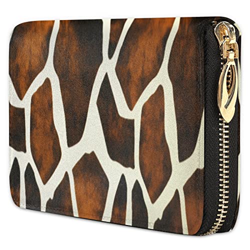 TropicalLife Wallets For Women Giraffe Texture Pattern Gold Zip Around Credit Card Holder Organizer Long Wallet Large Capacity Lightweight Ladies Purse