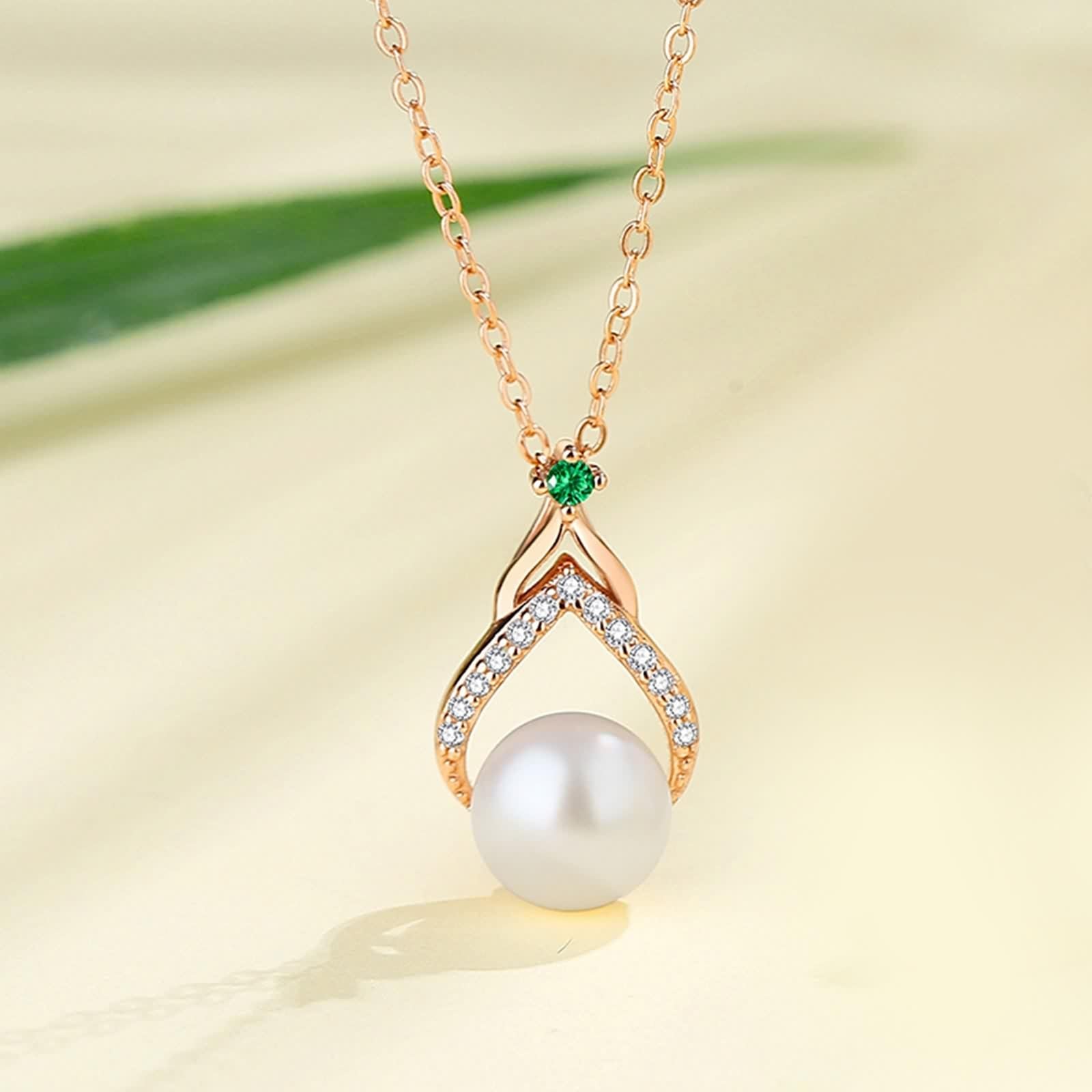 Collana Perle Donna Lunga, Collana con Ciondolo Lungo Catenina Gioielli Vero Oro Bianco 9K/14K/18K con Moissanite Perla A Goccia 40+5cm