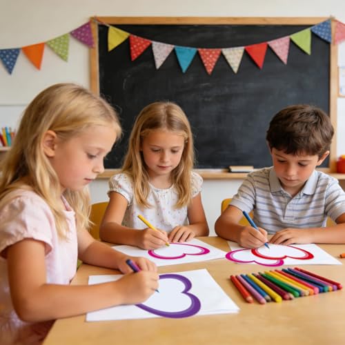Image of Vuzvuv 48Pcs 6In Blank Heart Paper Cutouts with 100Pcs Glue Points for Wall Bulletin Board Decorations, Heart Cut Out for Classroom, DIY Crafts & Party Banners