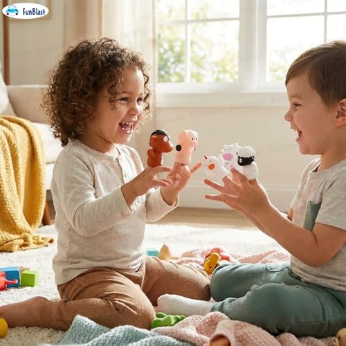 Image of FunBlast Finger Puppets Toys for Kids - Pack of 5 Rubber Animal Puppets Toys for Toddlers, Washable Finger Puppets for Toddlers, Colorful Storytelling Puppet Toy Kids - Random Design (Farm Animal)