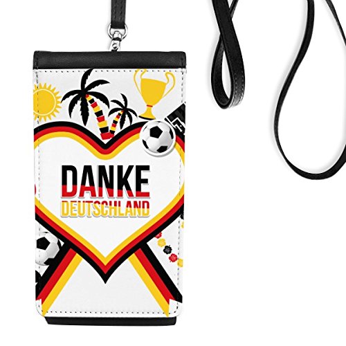 Sac téléphone cuir Allemagne drapeau football noir pour smartphone