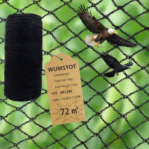 Vogelschutznetz Vogelnetze Vogelnetz PE Schwerlast: Maschenweite 1 5 cm Robustes Netz für Garten & Balkon zum Abdecken von Beeten Sträuchern & Obstbäumen (Schwarz 6x12 M (72m))