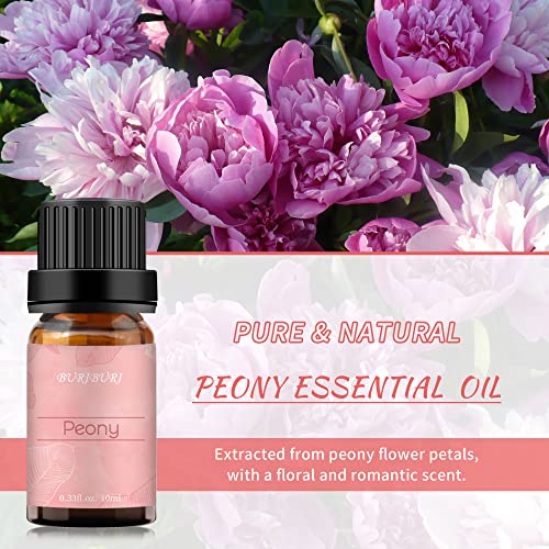 Image of BURIBURI Peony Essential Oil Mother's Day Gifts Set for Women, 100% Pure, Undiluted, Natural Aromatherapy Peony Oils Essential 10ml for Diffuser, Soap Making Candle Making, Massage