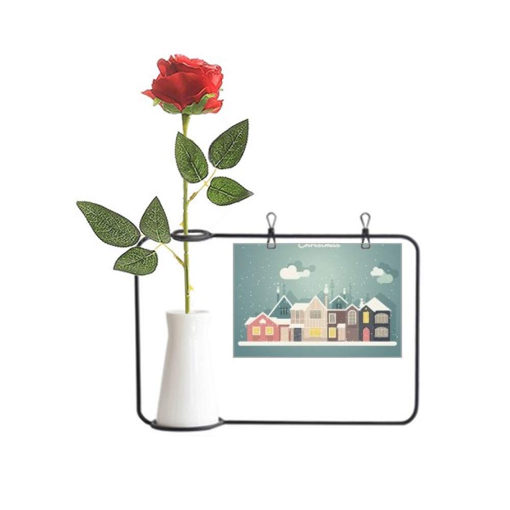 Décoration de maison de Noël avec roses artificielles et vase suspendu mural