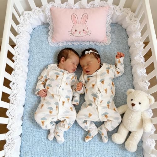 Zwillinge Realistische Reborn Babypuppen Silikon Ganzkörper Vinyl 18 Zoll Realistische Babypuppe Mädchen Anatomisch Korrekte Zwillinge Puppen Lebensechte Neugeborene Baby Puppe – Bild 5
