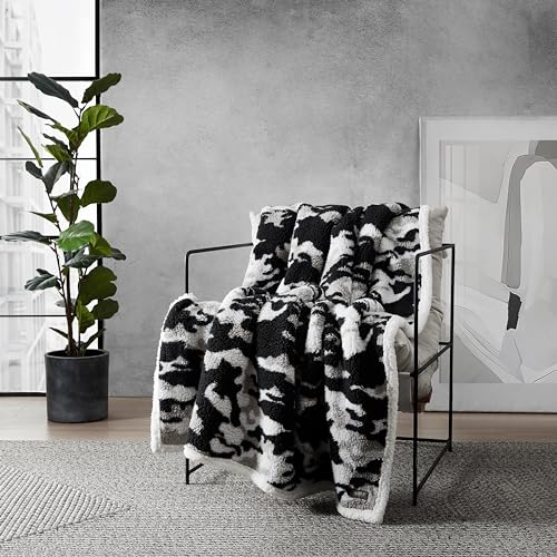 Jeté de lit Sherpa chaud couverture réversible grise 127x152cm