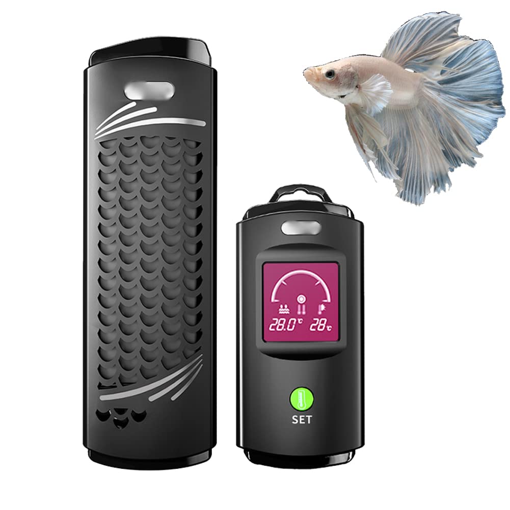 Acuario Sumergible, Calentador de pecera, Controlador de Temperatura Externo, Pantalla LED de Temperatura, Alarma automática de Temperatura Constante anormal, Adecuado para Agua Salada y Agua Dulce