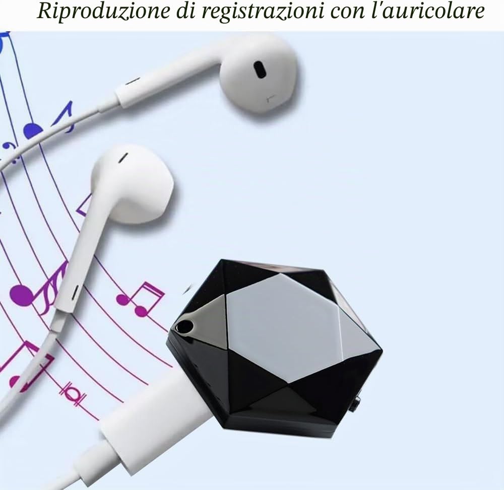 Registratori Vocali Digitali con Auricolare Mini Registratore di Audio Piccolo Registratore Vocale Attivazione Collana Portachiavi Pendente Registratore Portatile per Lezioni Riunioni Interviste