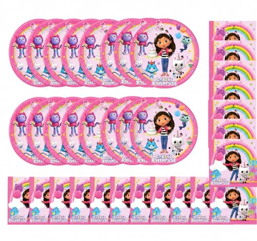 Gabbys Dollhouse Birthday Party Supplies 16 Plates and 20 Napkins