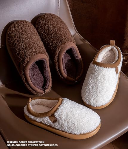 Cozy Slippers For Women Men Soft Warmth Winter Fuzzy Slip-on Slipper EVA Anti Slip Plush House Shoes3