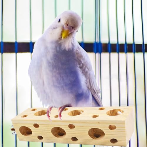 Image of Wooden Bird Foraging Toys, Bird Chew Toys Parrot Perches for Cage Cockatiel Shredding Wood Stand & Enrichment for Budgie Lovebird Conure