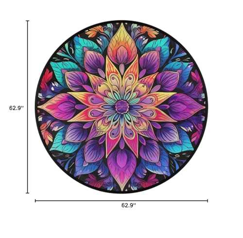 Tapete Circular Boho Mandala 160 cm Microfibra miniatura 2