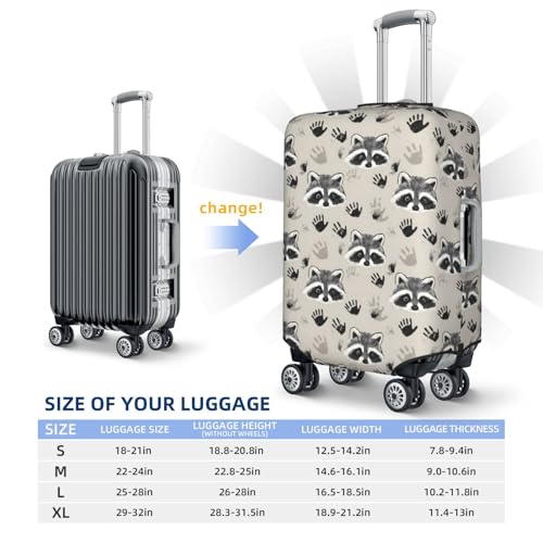 Cute Raccoon Print Travel Luggage Covers, Washable Suitcase Covers Protector for Luggage 18-32 Inch High Elasticity2
