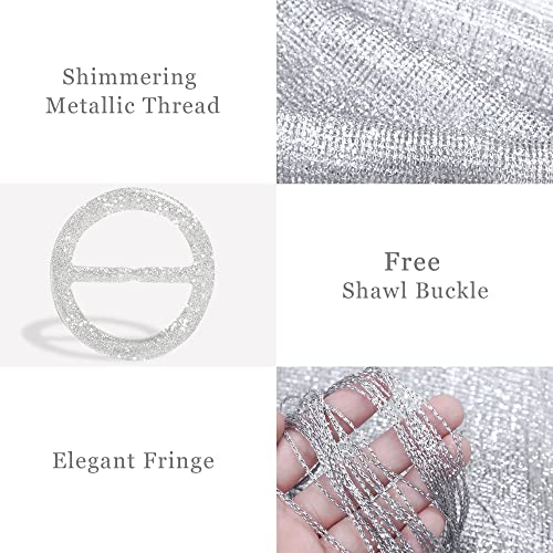 vimate Sparkling Metallic Shawls and Wraps for Evening Party/Wedding/Formal Dresses (With Free Buckle)2