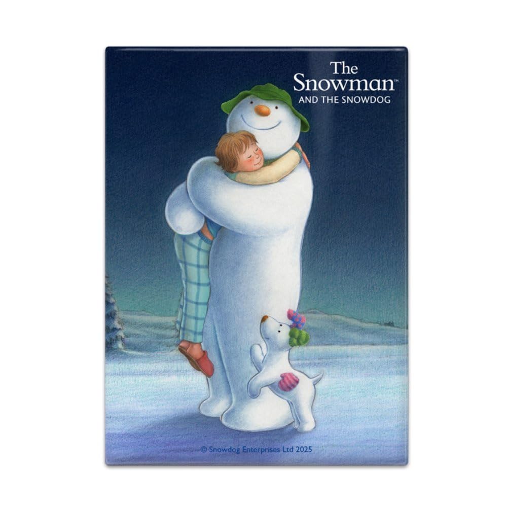 The Original Metal Sign Trio Hugging Fridge Magnet (65 X 90 Mm) - The Snowman And The Snowdog (Trio Hugging)