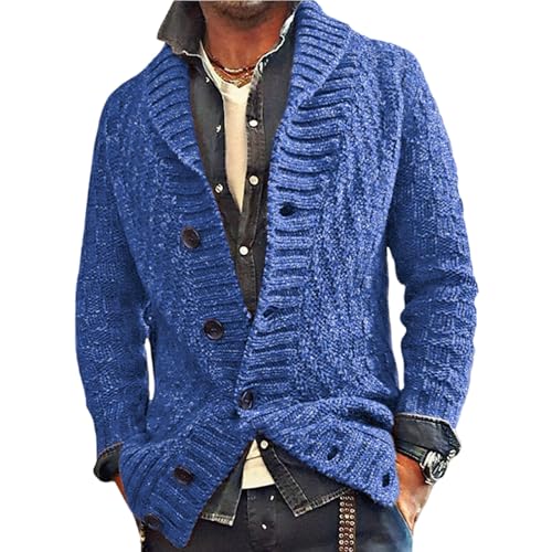 Mens Casual Cardigan Sweater Long Sleeve Button Front Sweaters Soft Warm Ribbed Knit Sweater