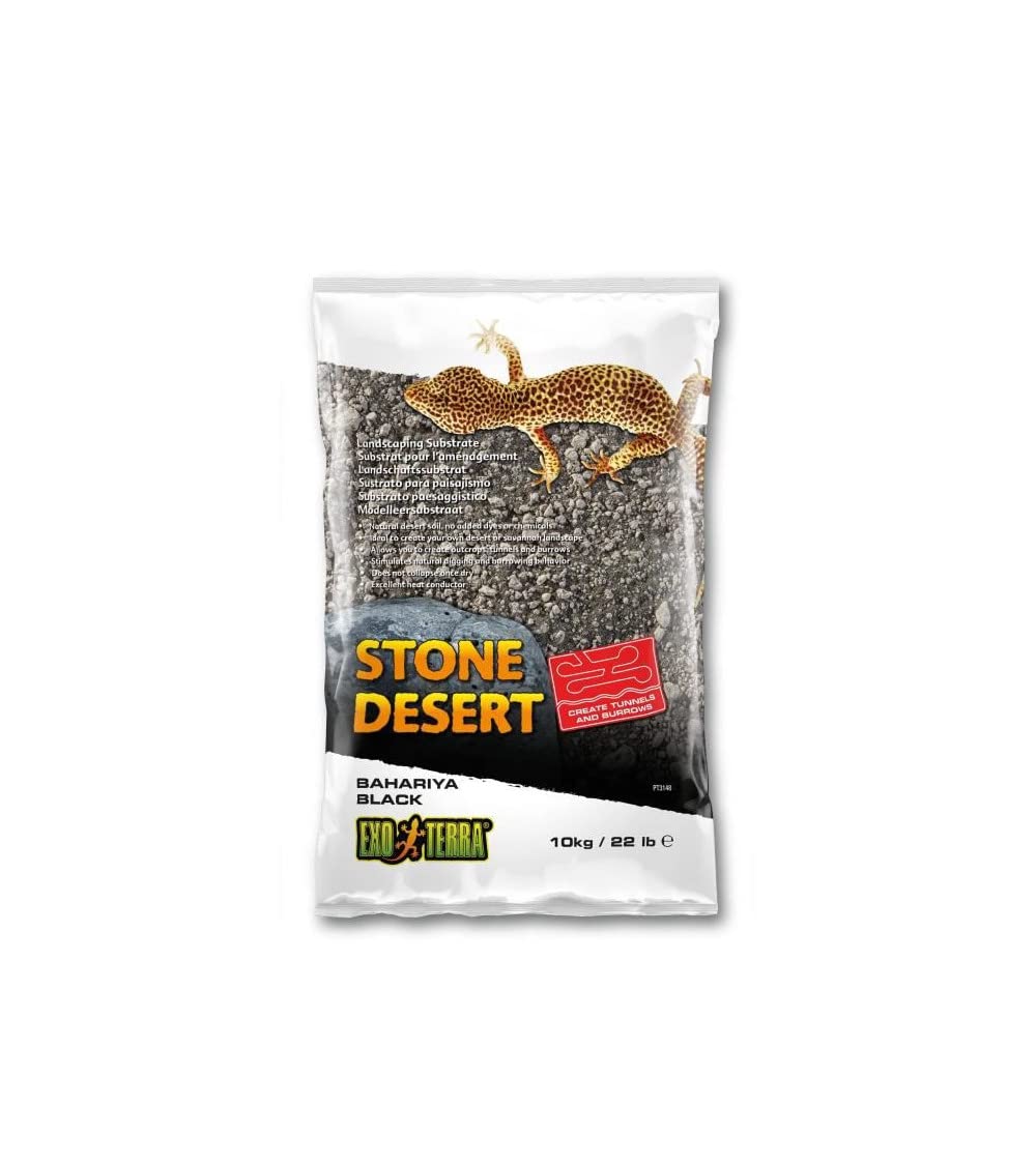 Exo Terra Bahariya Black Stone Desert Natural Terrarium Substrate (10kg),Black Bahariya Stone