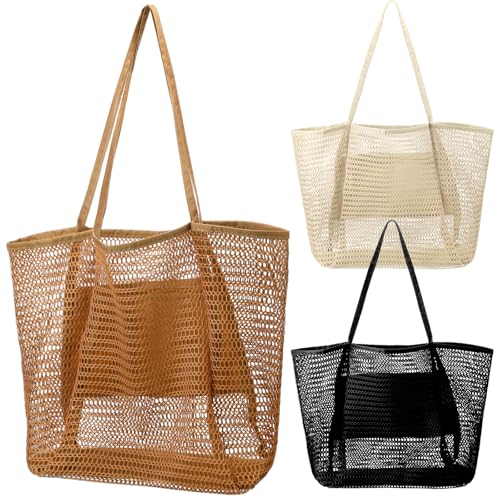Sacs à main tricotés pour l'esthétique bohème chic lot de 3 grands fourre-tout en maille ajourée