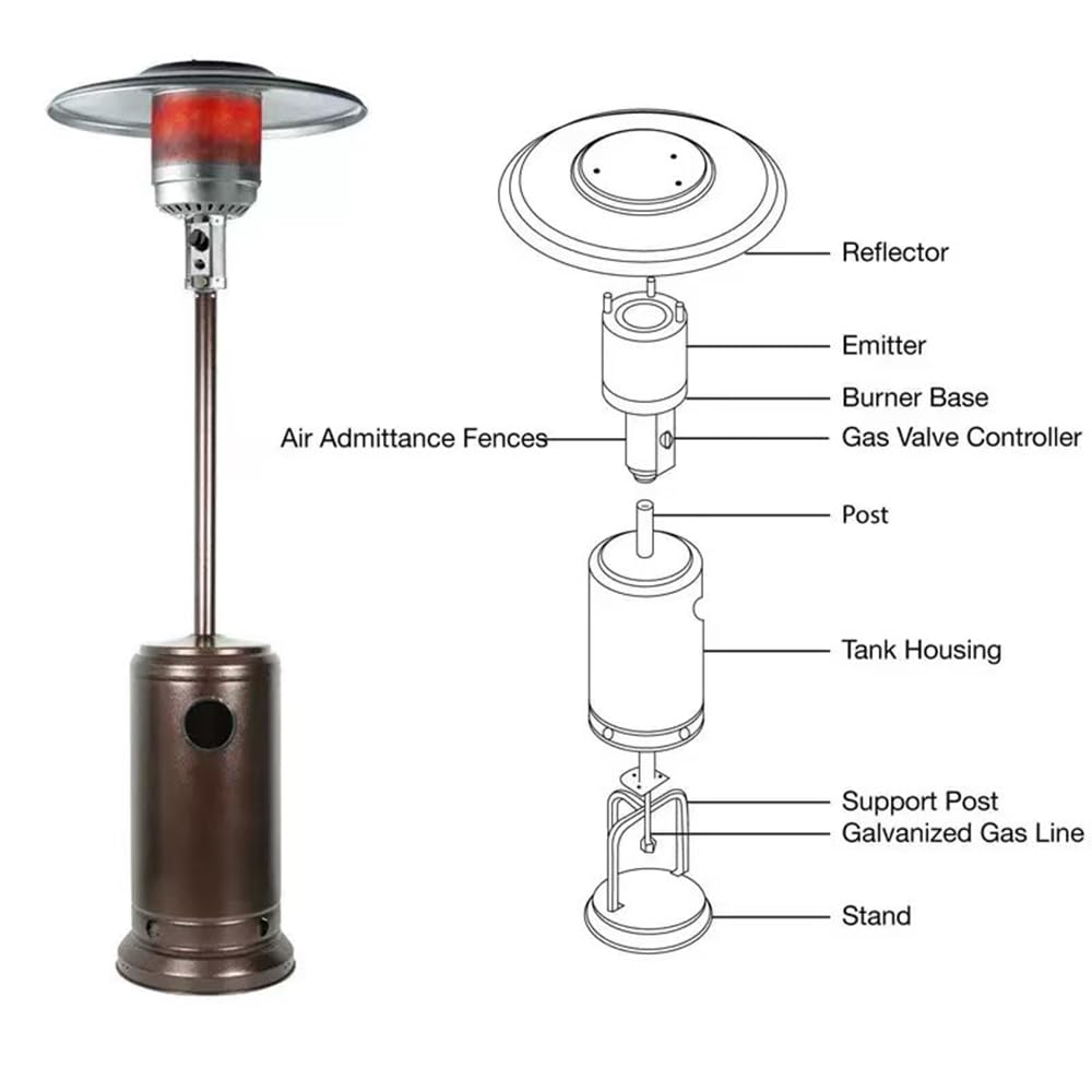 Fungo riscaldante per Esterno,Ombrello riscaldante Gas Verticale