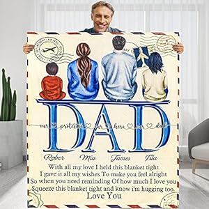 KERAOO Custom Christmas Blanket Gift for Dad – Reminding of How Much I Love You – Birthday, Father’s Day Personalized…
