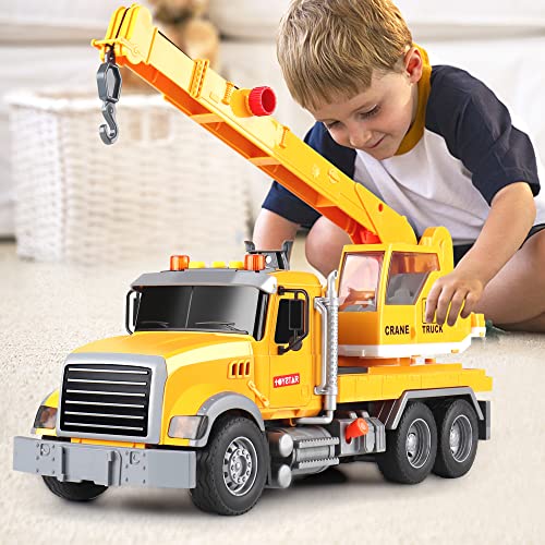 Construcción, Toy Dwi Dowellin - Juguetes para niños de 3 años y niñas, camión grúa de juguete de construcción con luces y sonidos