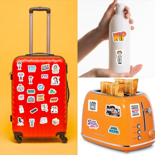 Image of Corporate Life Vinyl Sticker Pack of 65 | Waterproof Funny Office & Work Meme Stickers for Laptop, Water Bottle, Notebook, Journal, Phone, Desk, Helmet & Suitcase | Employee, Manager & Productivity