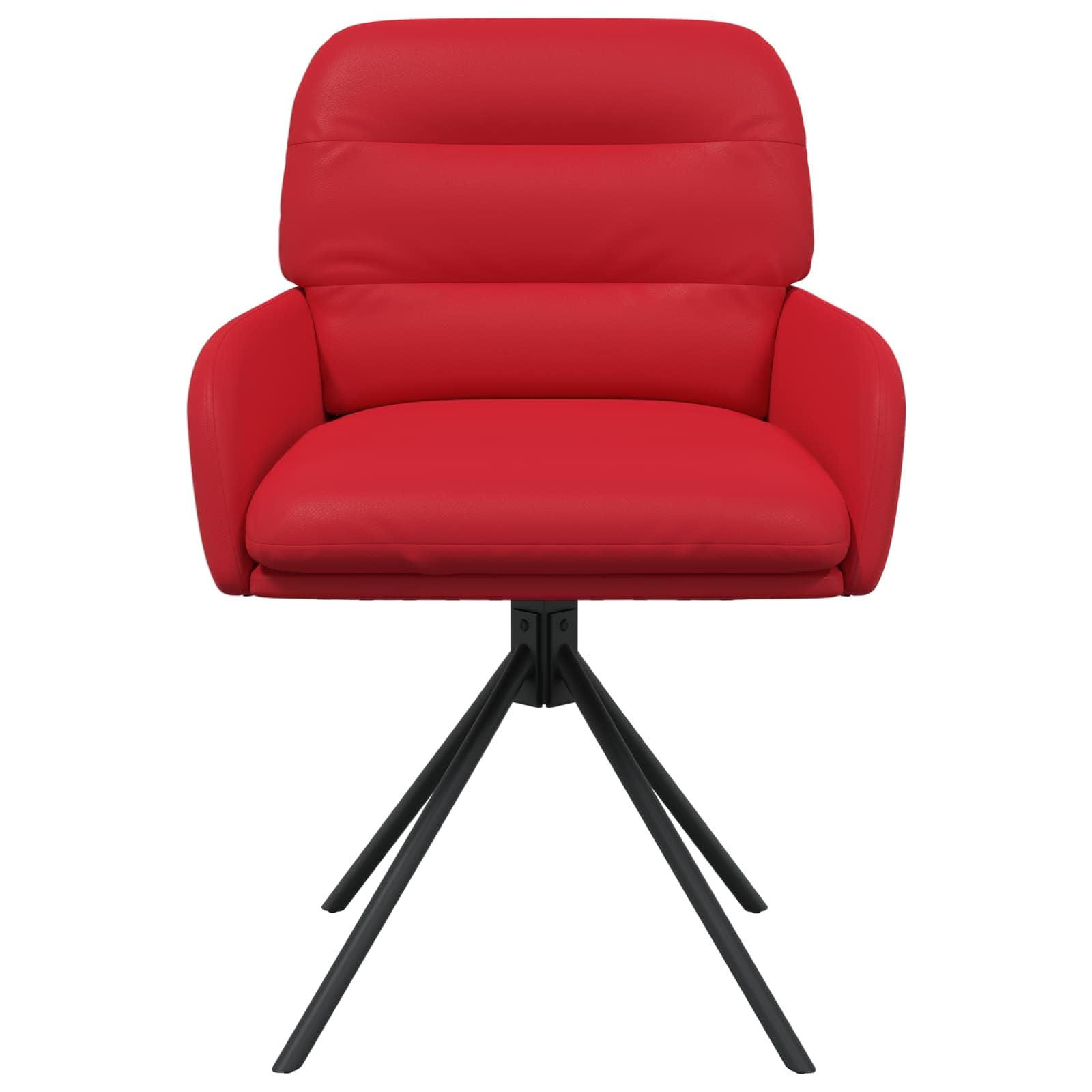 Sillas de comedor giratorias, 2 piezas, piel sintética, color rojo | Base 360°, marco de metal, asiento transpirable, reposabrazos confort, capacidad de 110 kg