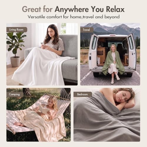 Image of Madison Park 100% Egyptian Cotton King Bed Blanket for Summer, Beige