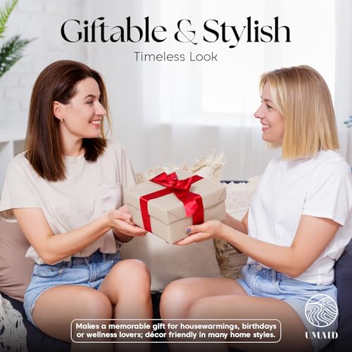 UMAID Himalayan Salt Lamp 8-10 inch (7-11 lb) with Dimmable Switch and Night Light Bulb on Handcrafted Wooden Base, Natural Pink Rock Salt Lamp