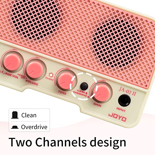 Joyo 5W Mini Practice Guitar Combo Amp Rechargeable Small Guitar Headphone Amplifier Clean Overdrive Two Channels With Bluetooth (Ja-02 Ii Pink) #TOP1