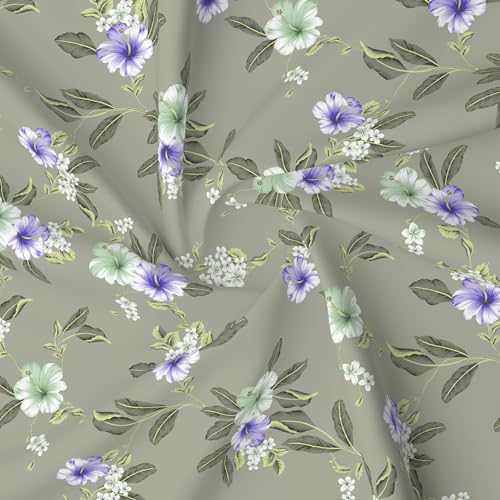 Image of Layers 100% Cotton Bedsheet for Double Size Bed | Lumina Floret Collection | 144 TC Soft & Breathable | Floral Print with 2 Pillow Covers | Wrinkle Free | 3 Piece Bedding Set - Grey & Purple