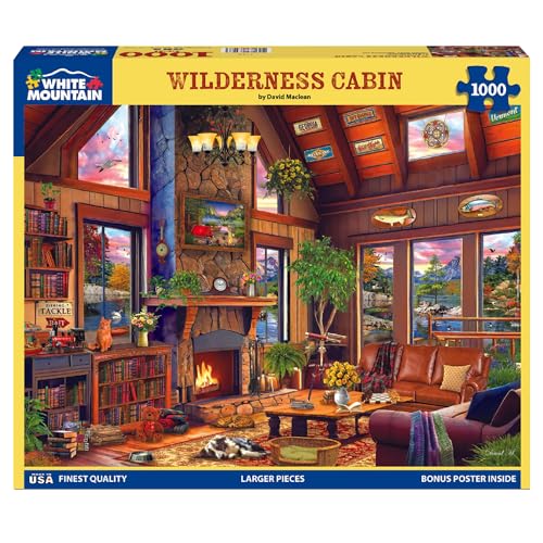 White Mountain Rompecabezas de 1000 Piezas Paisaje Otoñal con Lago y Cabaña en la Naturaleza, Piezas Grandes, Regalo para Adultos y Familia, 24x30 pulgadas miniatura 3
