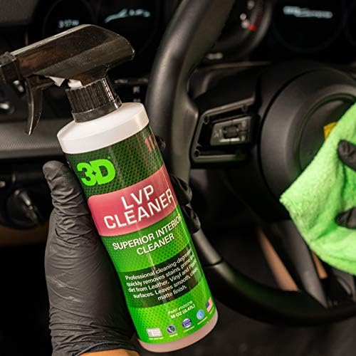 3D LVP Interior Cleaner - Removes Dirt, Grime, Grease, Oil & Stains from Leather, Vinyl & Plastic - Great for Seats, Steering Wheels, Door Panels, Dashboards - Car, Office, Home Use 16oz.