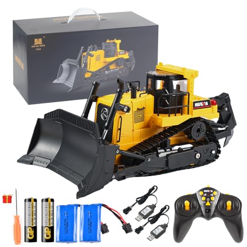 AOFT TECHNOLOGY HUINA 1554 1/16 Scale Remote Control Bulldozer 2.4GHz 11CH RC Construction Vehicle with Lights & Sound Toy Electric Toys for Kids 8+ Years Old