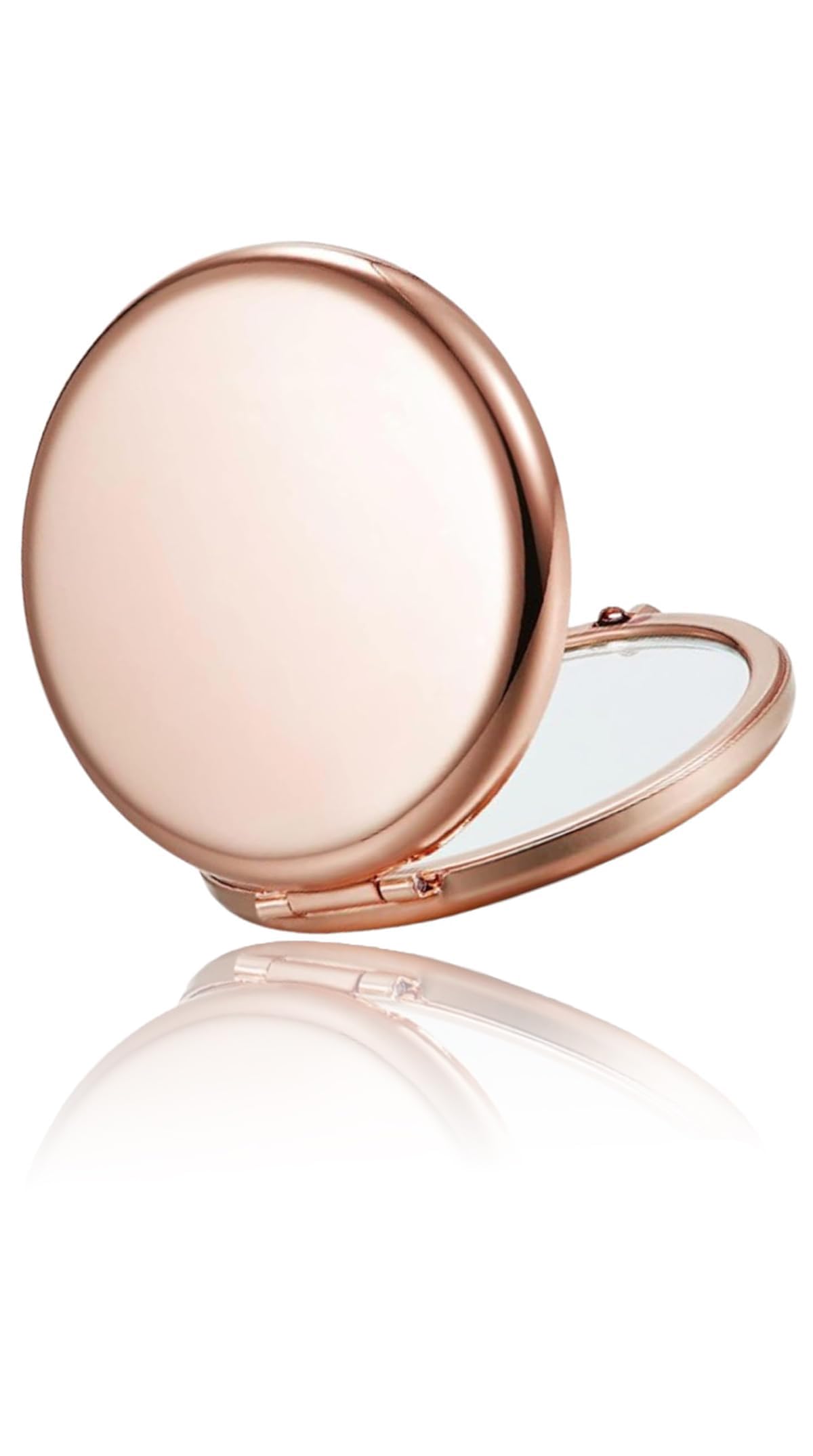 Sweet seven Rose Gold Compact Mirror for Purse, Double-Sided 1X/2X Magnifying Metal Pocket Makeup Mirrors