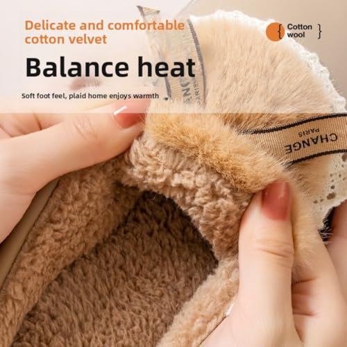 Cute Plush Platform Slippers for Women Bowknot Anti-Slip Cotton House Chunky Shoes, Indoor/Outdoor Cozy Winter Fuzzy Slides3