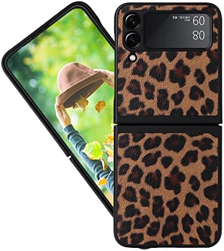 CCSmall Case for Samsung Galaxy Z Flip 3,Luxury Leopard Print PU Leather Phone Cover Slim Fashion Design Protective Case for Samsung Galaxy Z Flip 3 GBT Brown