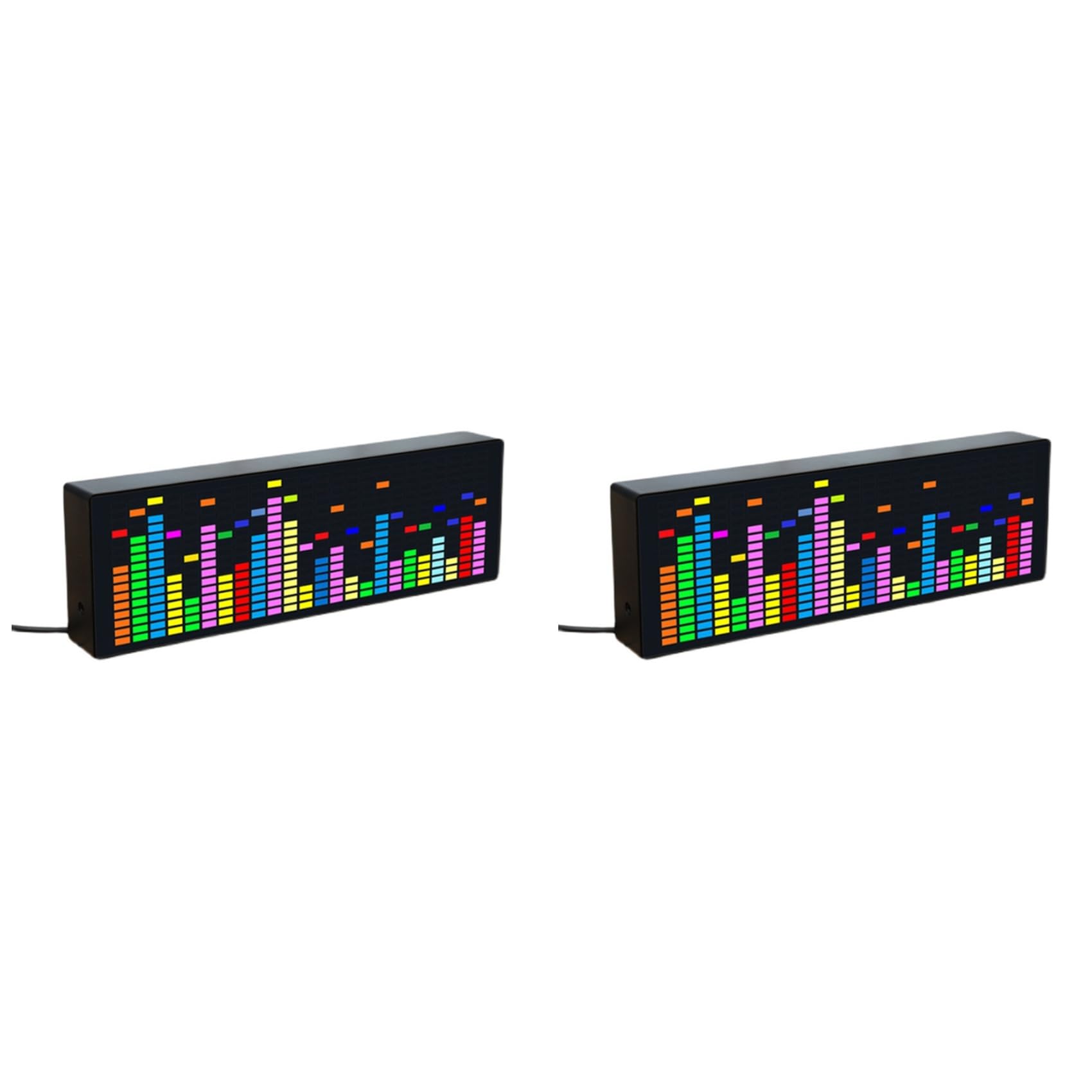 Jnchdghwa 2X LED Music Spectrum Rhythm Lights Voice Sensor 1624 RGB Atmosphere Level Indicator with Clock Display(Wire Control)