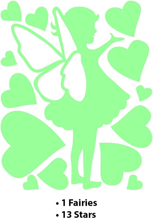 Glow in The Dark Wall Sticker - Fairy with Floating Hearts - 25 x 20cm, Feecoeurs, 25x20 cm - Image 3