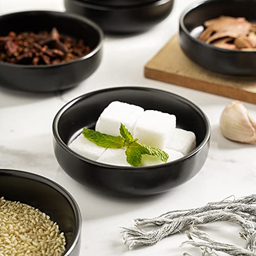 Selamica Ceramic 3.3 Inch Soy Sauce Dish Dipping Bowls Side Dishes Small Appetizer Pinch Bowls for Condiments, Sushi, Ketchup, BBQ-Set of 6(Matte Black) - Thumbnail 4