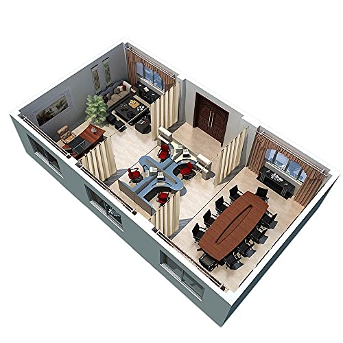 Ryb Home Decor Freestanding Office Partition Wall Divider, Contemporary Blackout Curtain Panel Anti-Rust Grommet Top For Home Theatre / Bedroom / Storage, 8 Ft Tall X 15 Ft Wide, Cream Beige, 1 Piece #TOP6