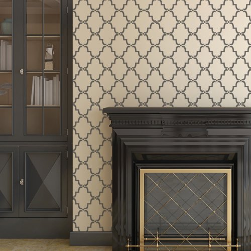 J BOUTIQUE STENCILS Wall Stencil - Reusable Template for DIY Decor Walls Rooms and Furniture, Wallpaper Look (Moroccan Trellis Pattern Allover Wall Stencil)